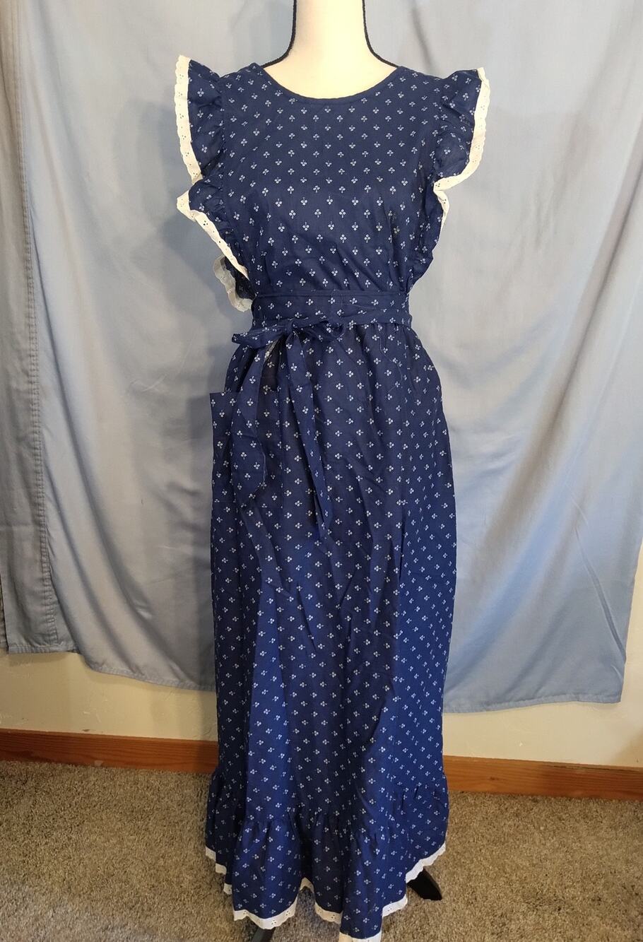 Vintage 60s/70s Design House Blue Apron Dress